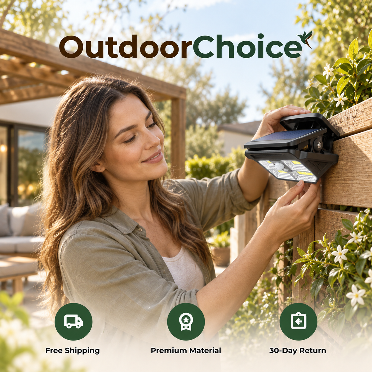 Lumova – Solar Clip-On Motion Sensor Light with Spring Clamp & Three Lighting Styles for Fences & Sheds