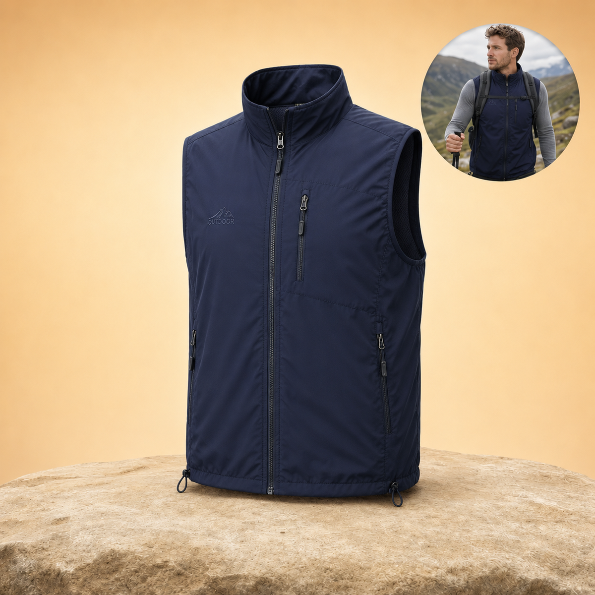 Ventova – Lightweight Breathable Hiking Gilet with Multi-Pocket Storage & Full-Zip Outdoor Layer