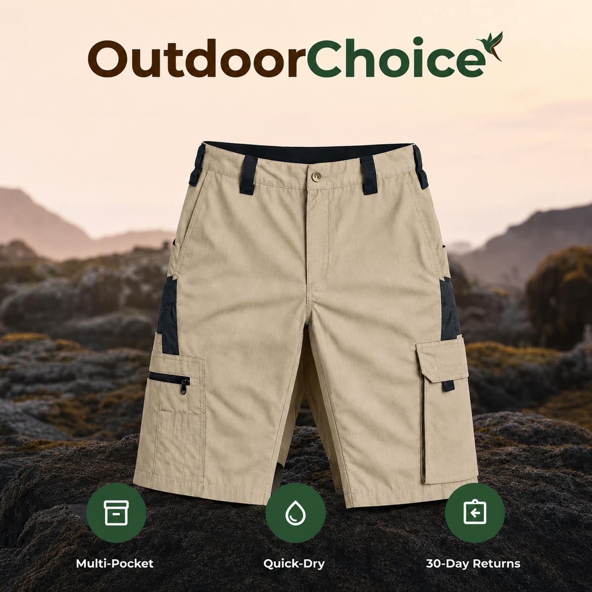 Pockova – Multi-Pocket Outdoor Cargo Shorts | Lightweight Quick-Dry Utility Shorts for Hiking, Fishing & Everyday Wear