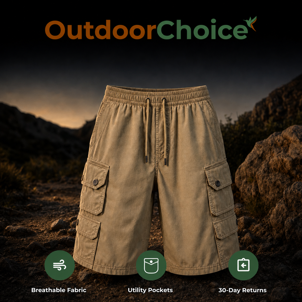 Roventa – Lightweight Loose-Fit Cargo Shorts with Multi-Pocket Utility Design
