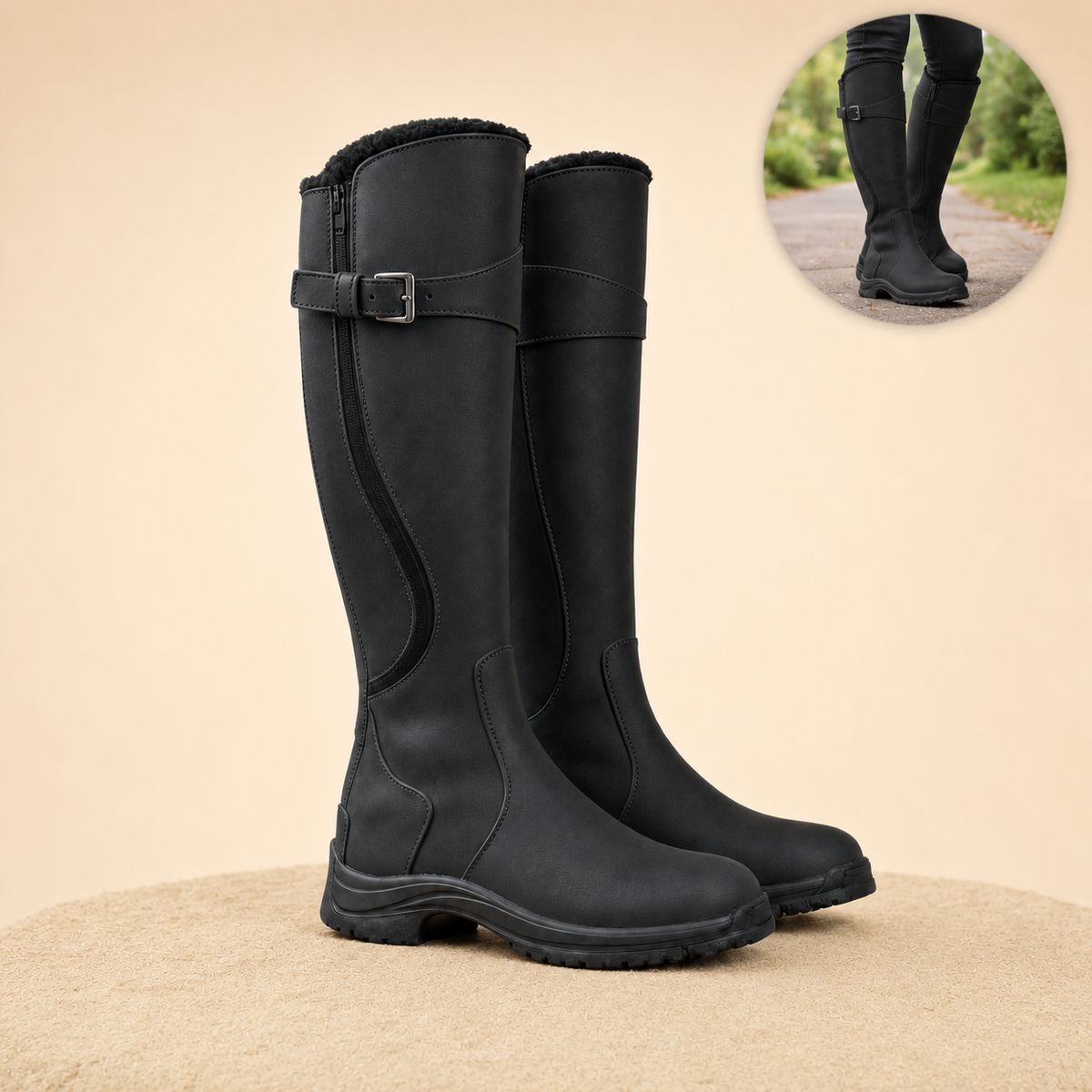 Frostride – Waterproof Insulated Winter Riding Boots with Slip-Resistant Grip Sole