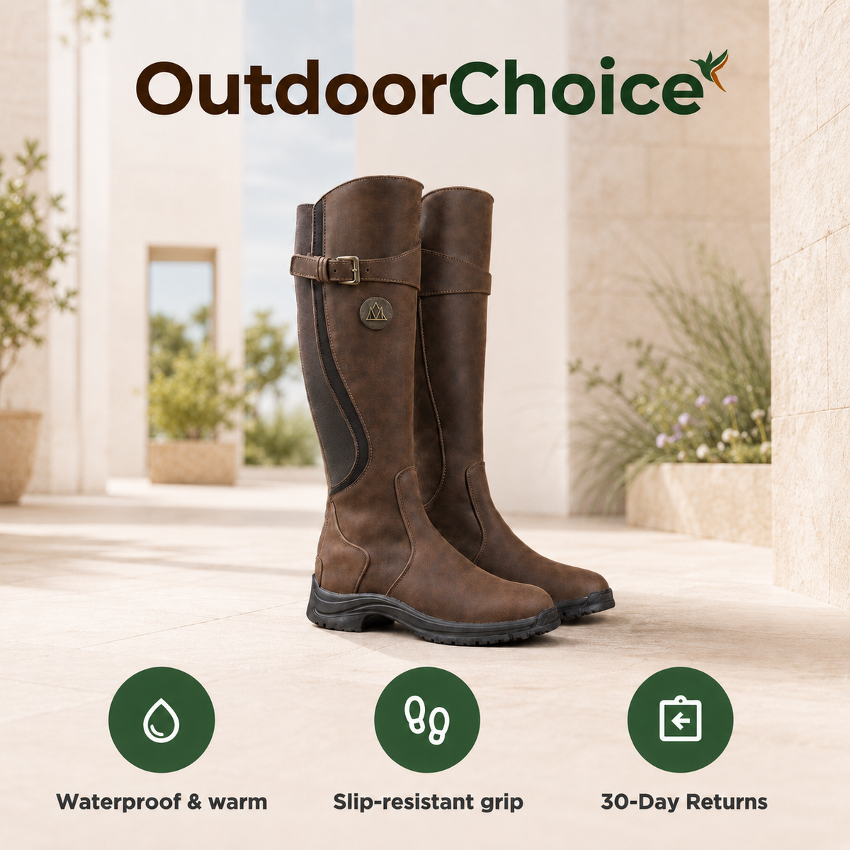 Frostride – Waterproof Insulated Winter Riding Boots with Slip-Resistant Grip Sole
