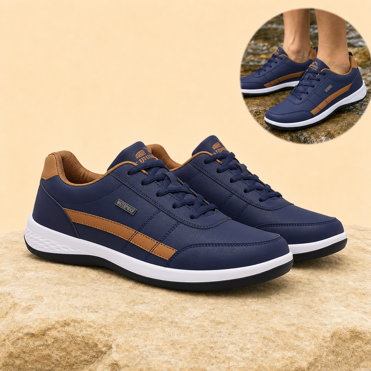 Orthova – Men's Orthopedic Leather Sneakers with Arch-Support Footbed & All-Day Cushioning