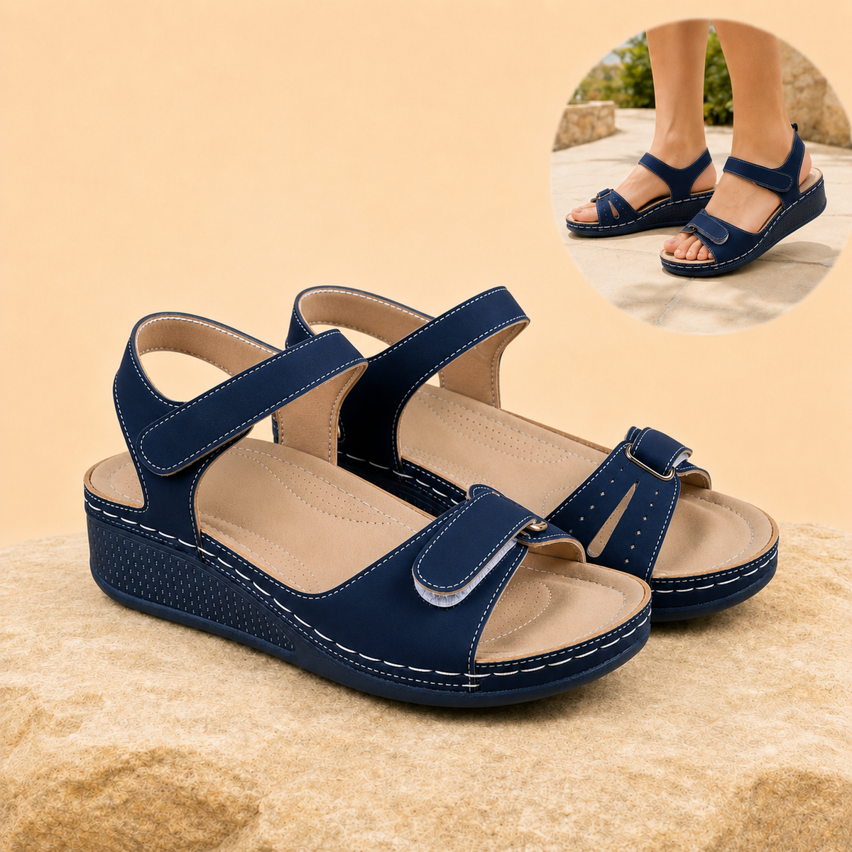 Cushova - Orthopedic Comfort Sandals with Adjustable Straps & Cushioned Arch-Support Insoles