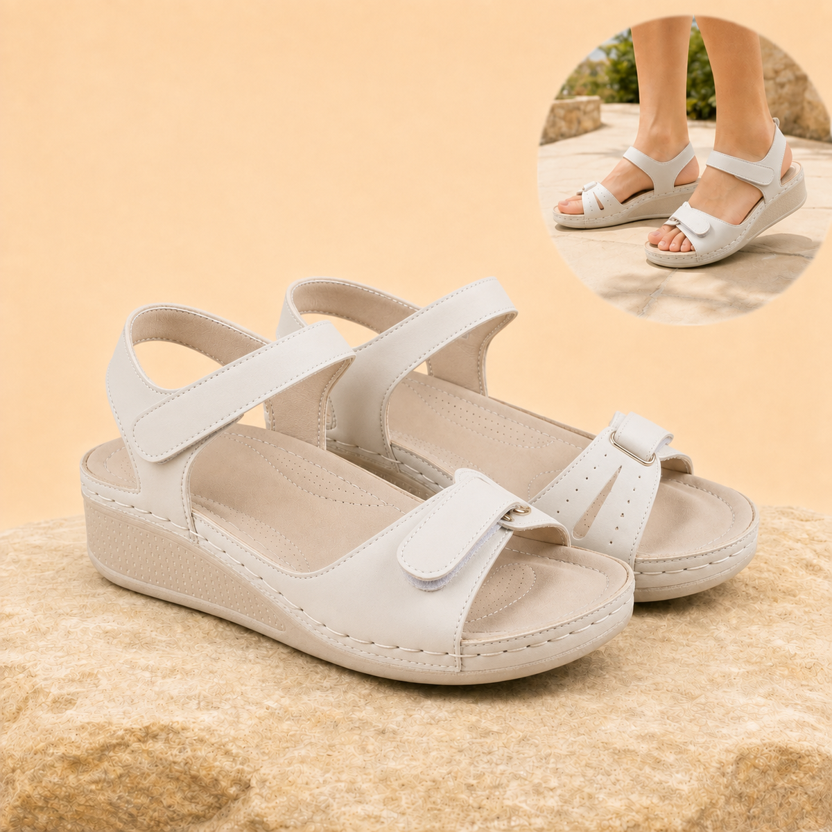 Cushova - Orthopedic Comfort Sandals with Adjustable Straps & Cushioned Arch-Support Insoles