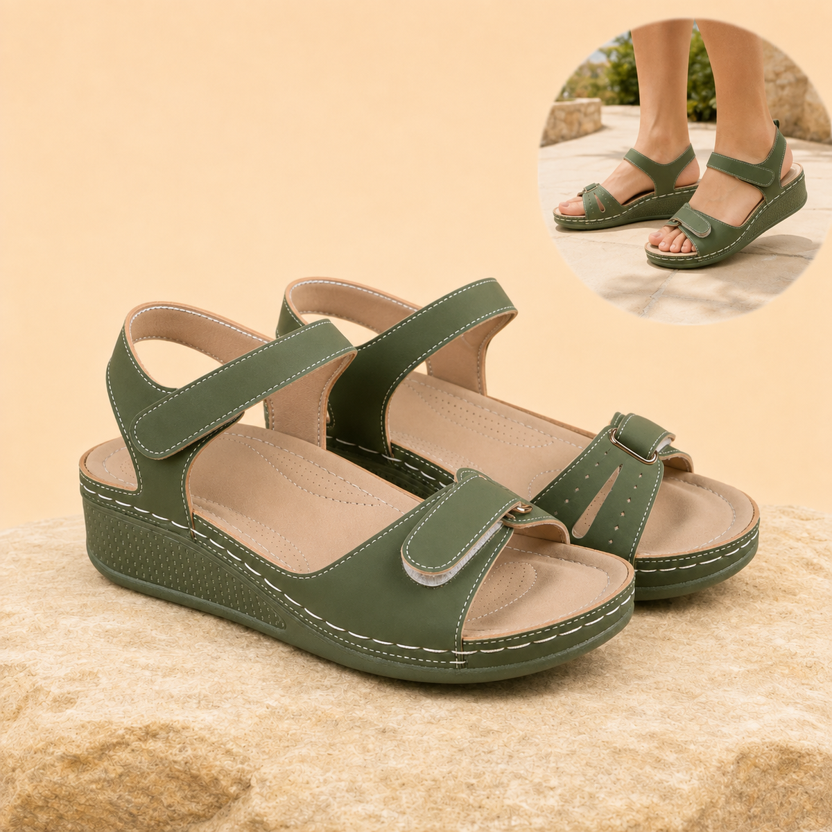 Cushova - Orthopedic Comfort Sandals with Adjustable Straps & Cushioned Arch-Support Insoles