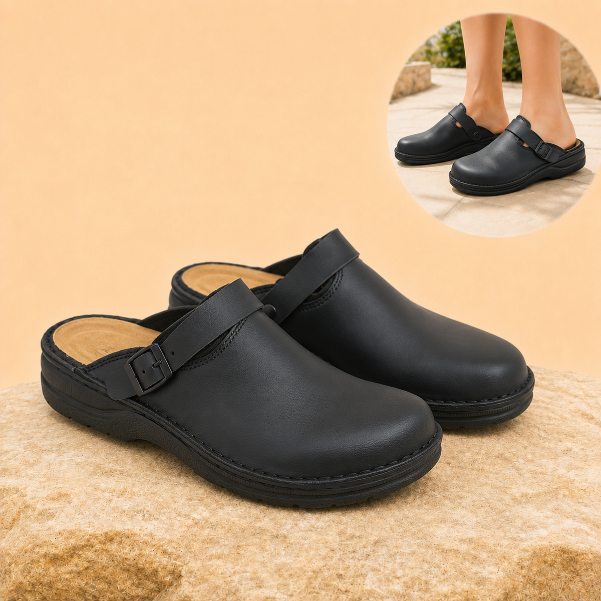 Comfora – Men's Leather Slippers with Cushioned Support & Breathable Everyday Comfort