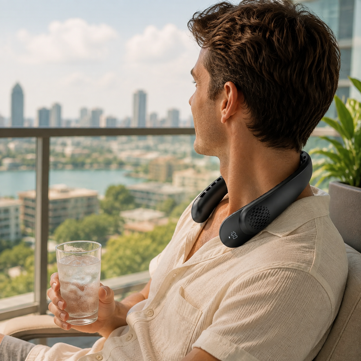 Airova – Bladeless Wearable Neck Fan with 4-Turbo 360° Airflow & LED Display
