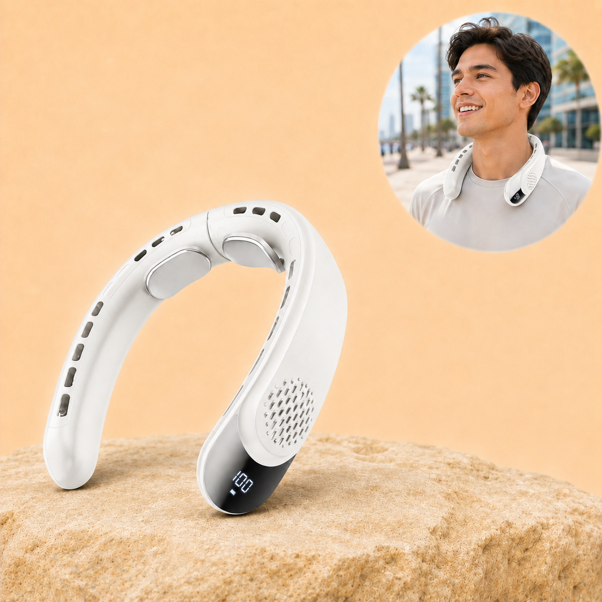 Airova – Bladeless Wearable Neck Fan with 4-Turbo 360° Airflow & LED Display