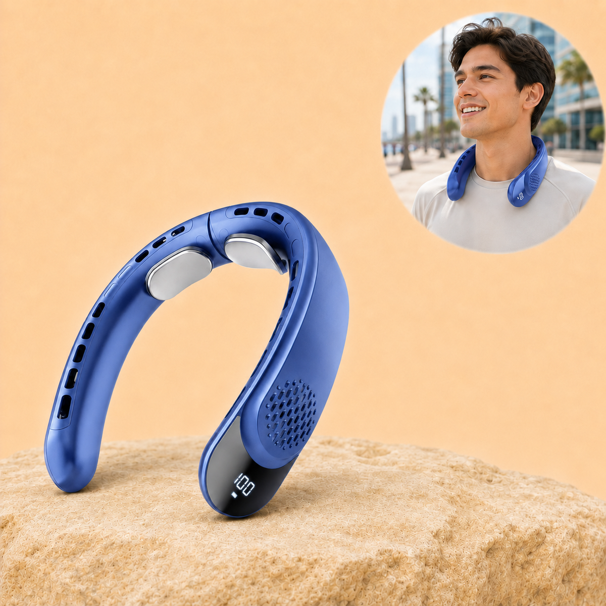 Airova – Bladeless Wearable Neck Fan with 4-Turbo 360° Airflow & LED Display