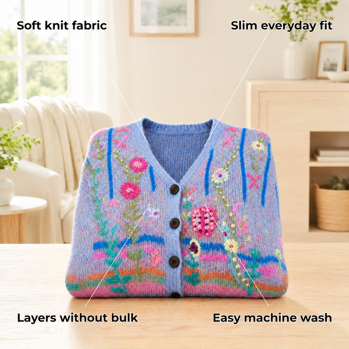 Vellora – Soft Knit Cardigan with Lightweight Layering Warmth & Slim Everyday Fit