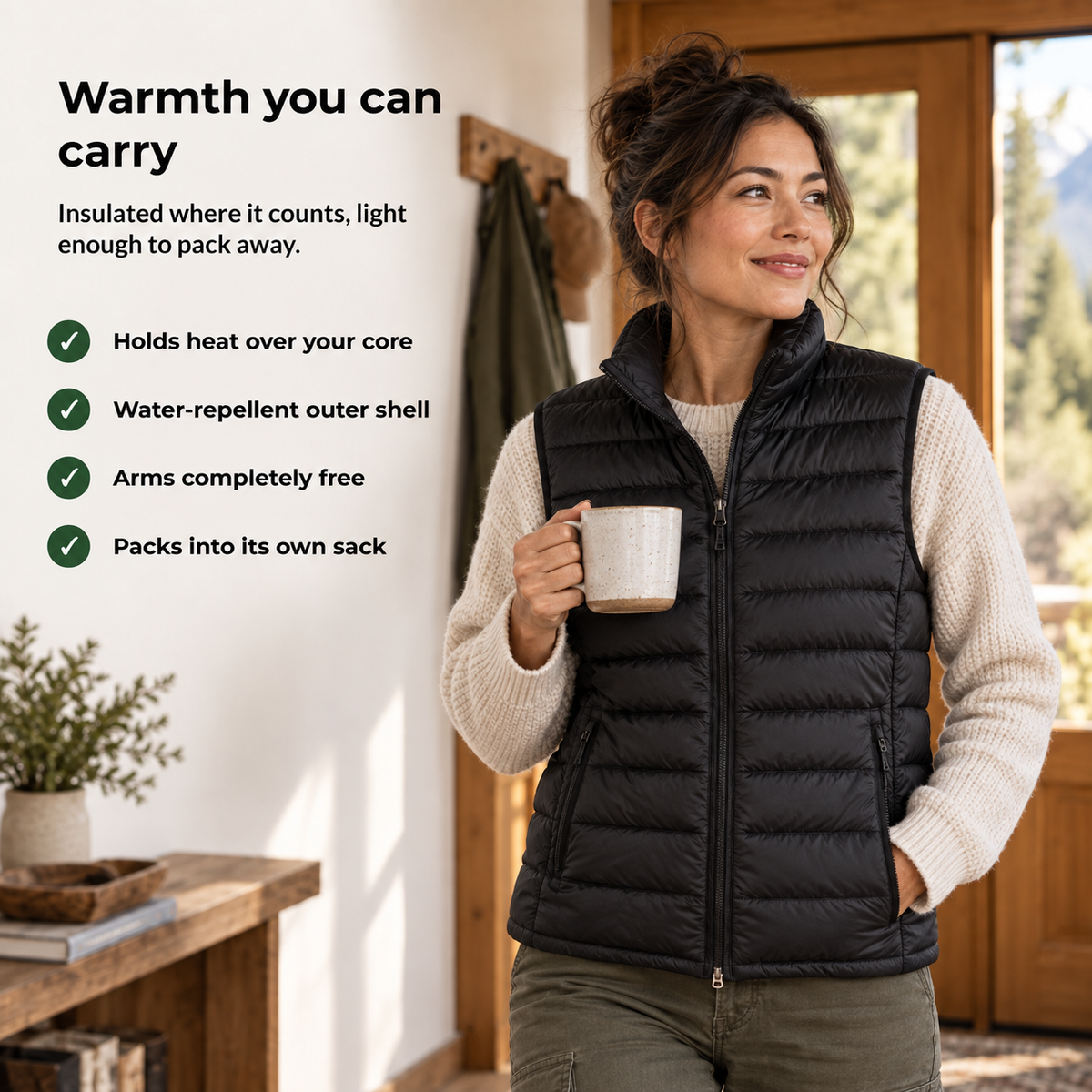 Loftova – Insulated Body Warmer Gilet with Water-Repellent Shell, Zipped Pockets & Packable Stuff Sack