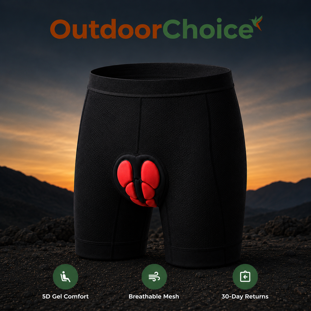 Chamova – Men's Padded Cycling Undershorts with 5D Gel Seat Pad & Breathable Quick-Dry Mesh