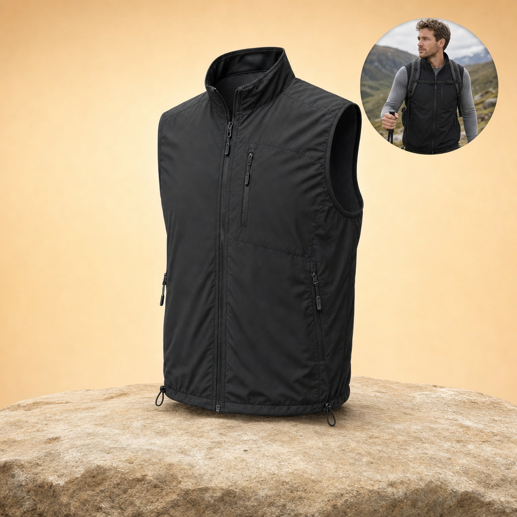 Ventova hiking gilet with in-use inset