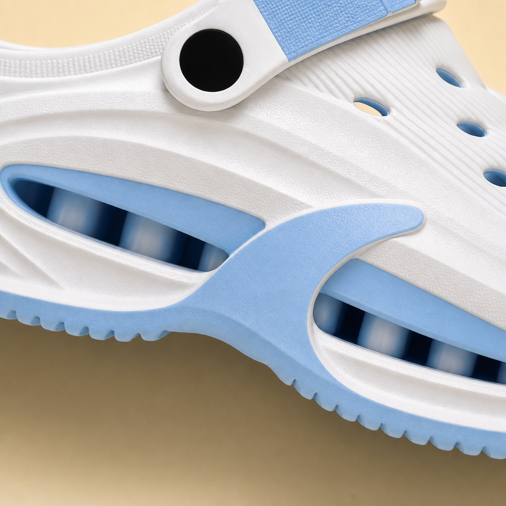 An air-cushion sole that absorbs the shock