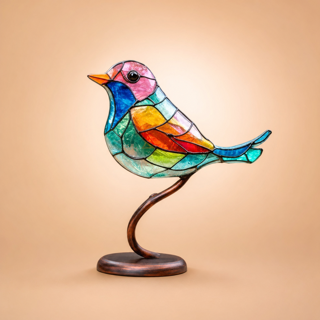 Aviora stained glass-effect bird ornament - hero