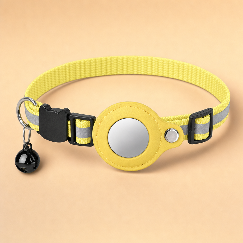 Trakova reflective cat GPS tracker collar - yellow