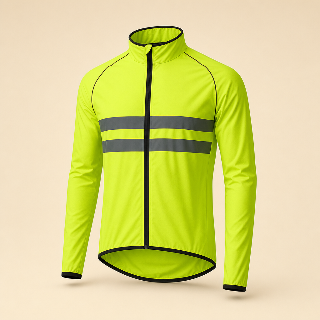 Stormix breathable waterproof rain jacket in neon yellow, studio product photo