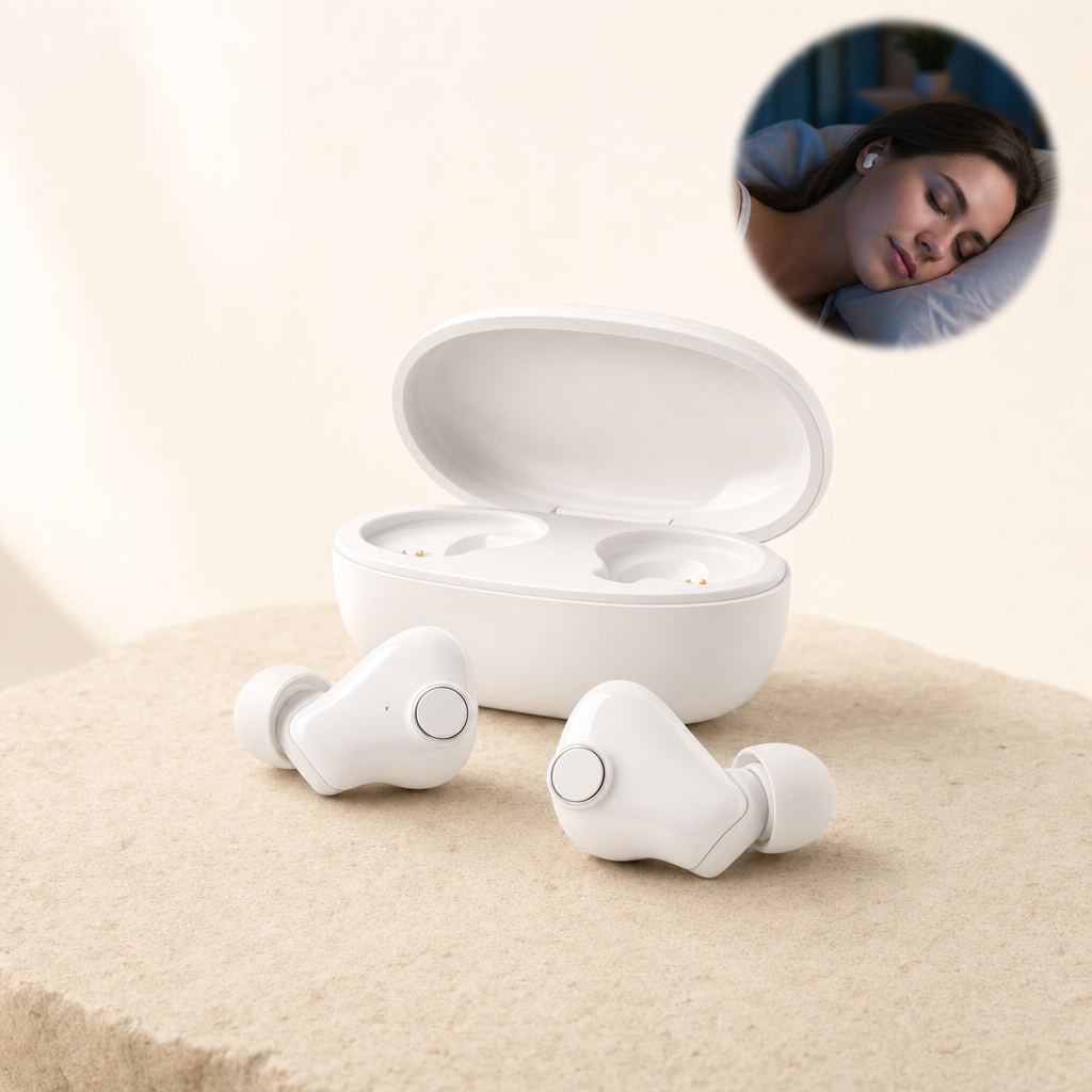 Somnora sleep earbuds and charging case - white listing image