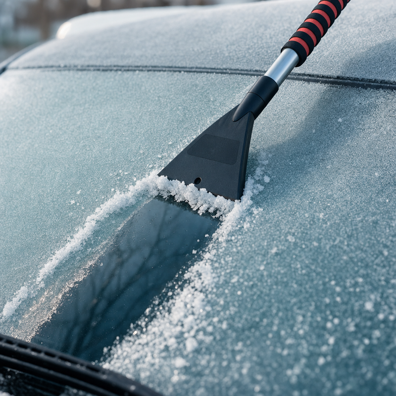 Scrapes off ice
