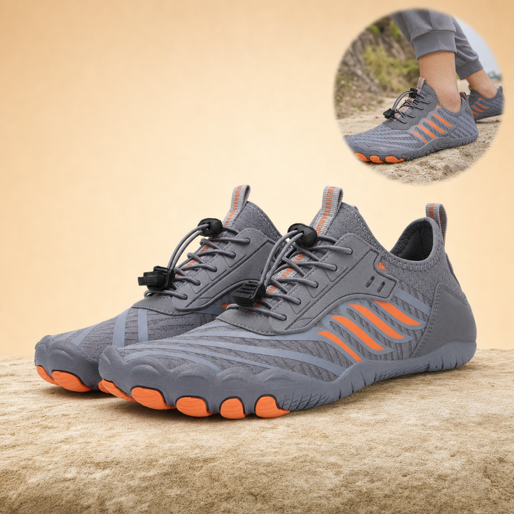Nimbra barefoot trainers in grey orange