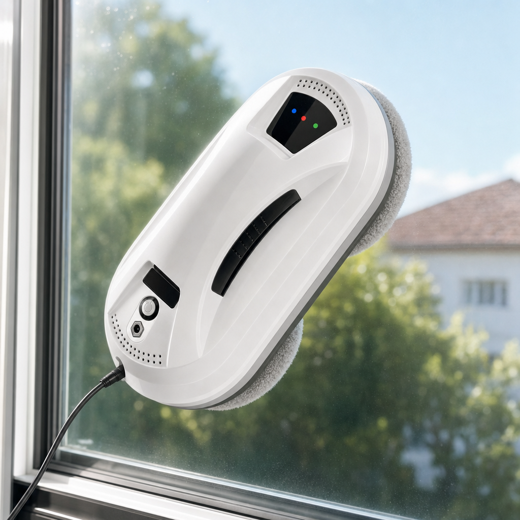 Clarora robot cleaning a large window