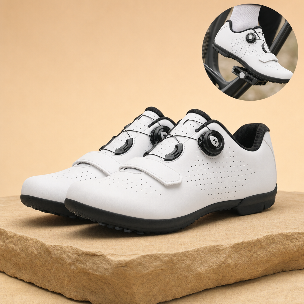 Pedova cleat-free flat pedal cycling shoes in white