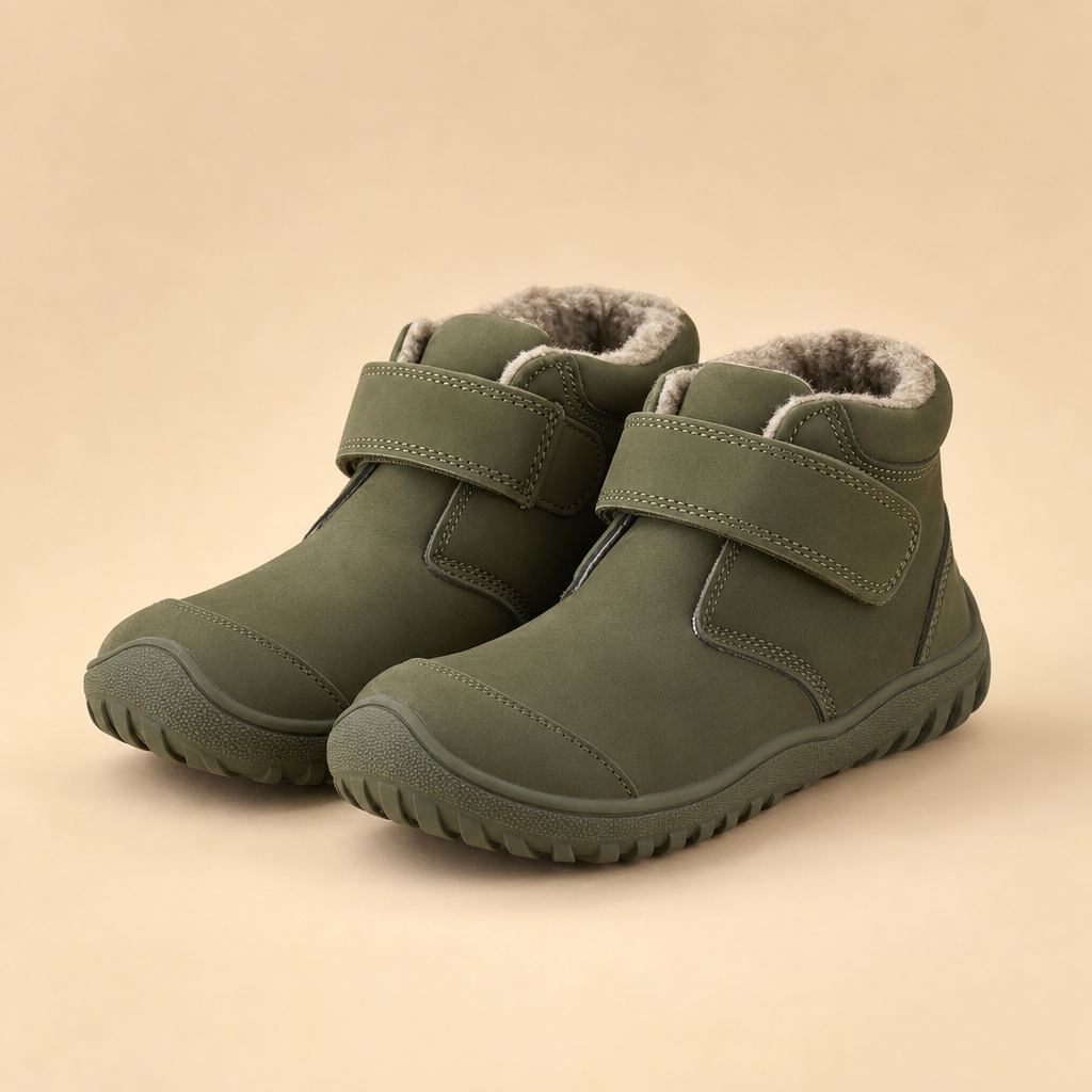 Snuglo kids' winter barefoot shoes in military green