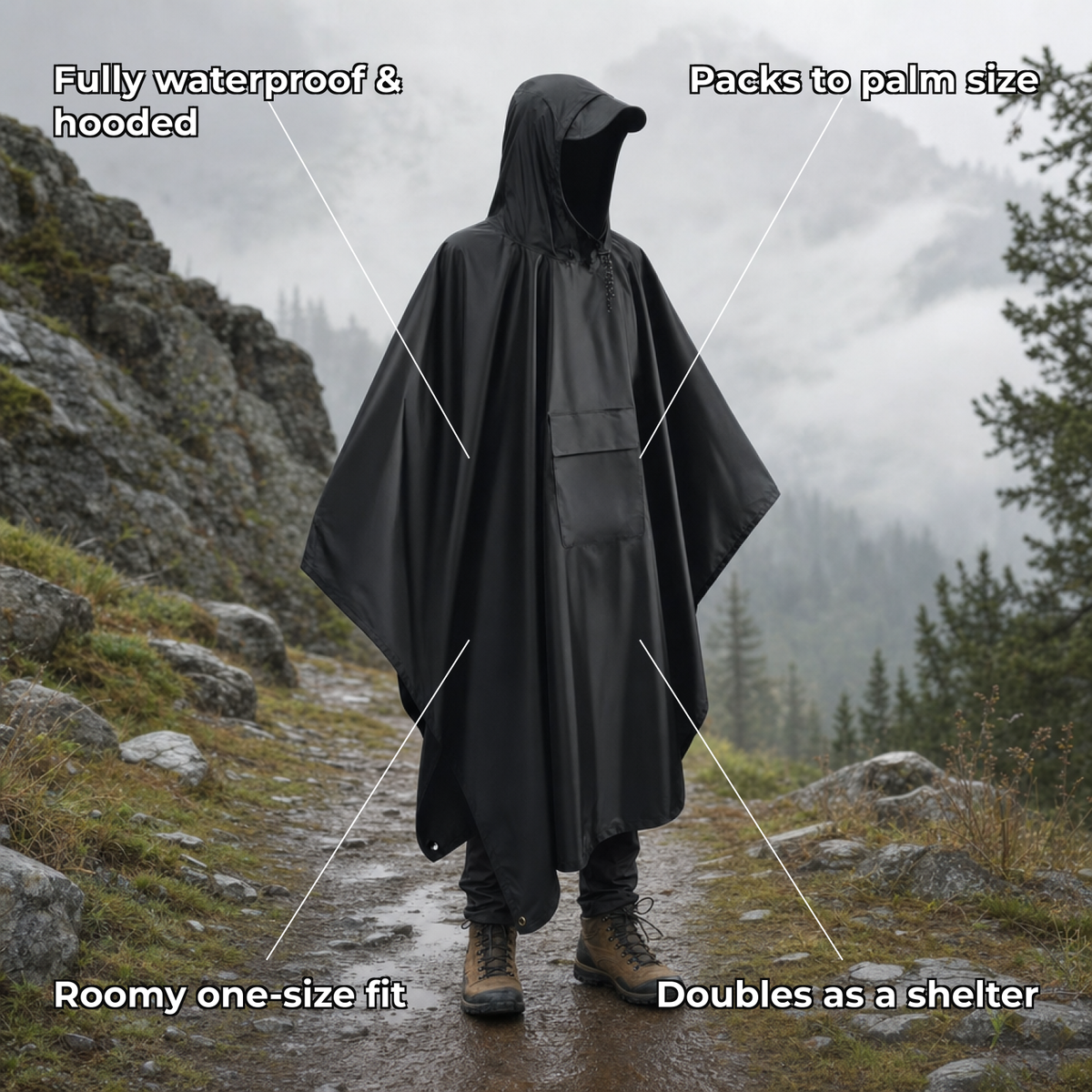 Nimbora rain poncho features