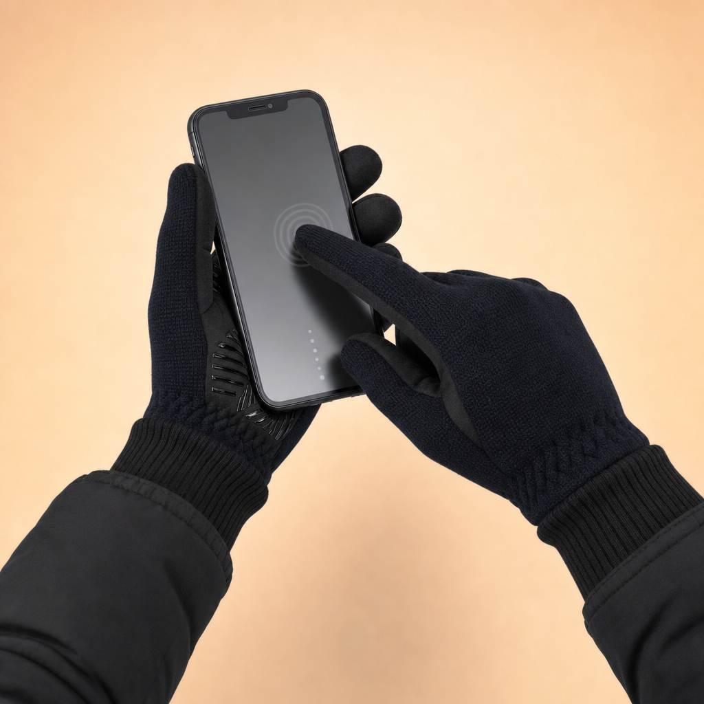 Use your phone, gloves on