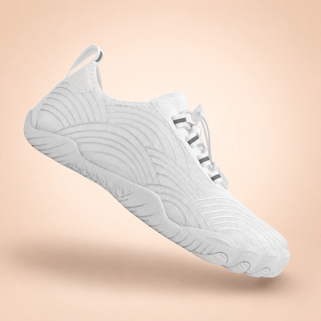 Nubora white barefoot shoe hero