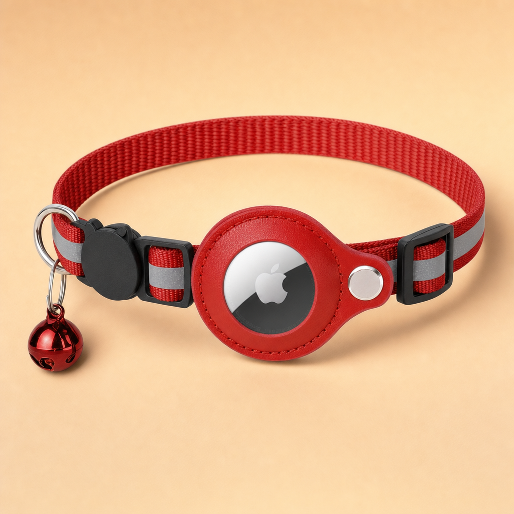 Trakova reflective cat GPS tracker collar - red