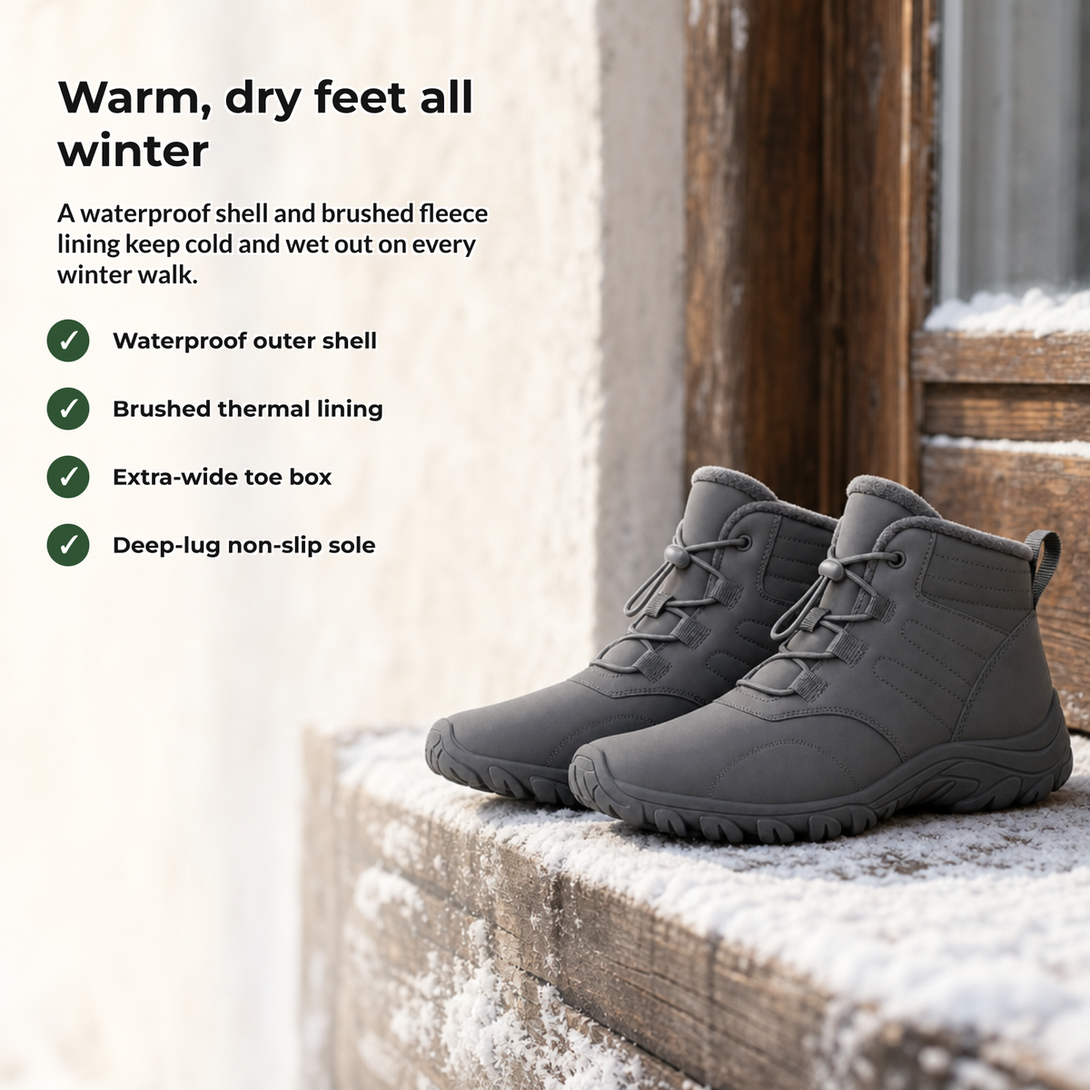 Glacova benefits: warm, dry feet all winter