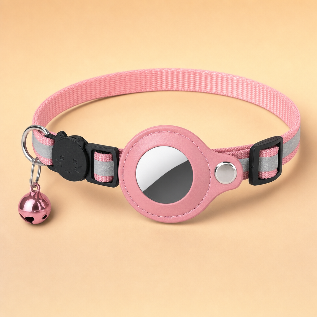 Trakova reflective cat GPS tracker collar - pink