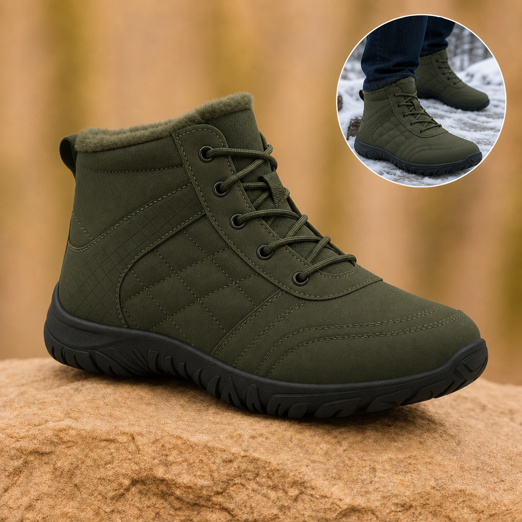 Glacix winter barefoot shoes in Khaki Green