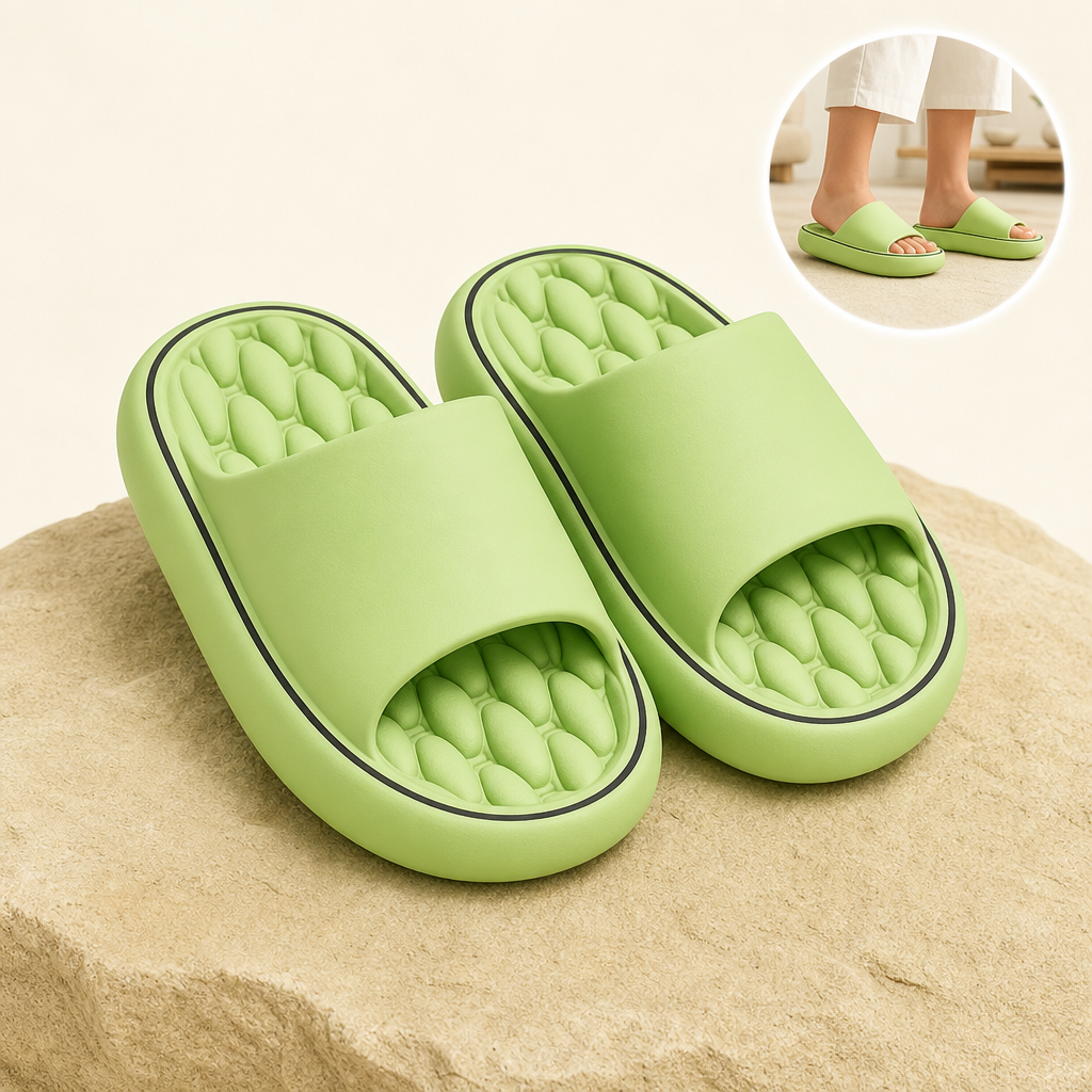 Tredora cushioned house slippers in light green - slot V-lightgreen