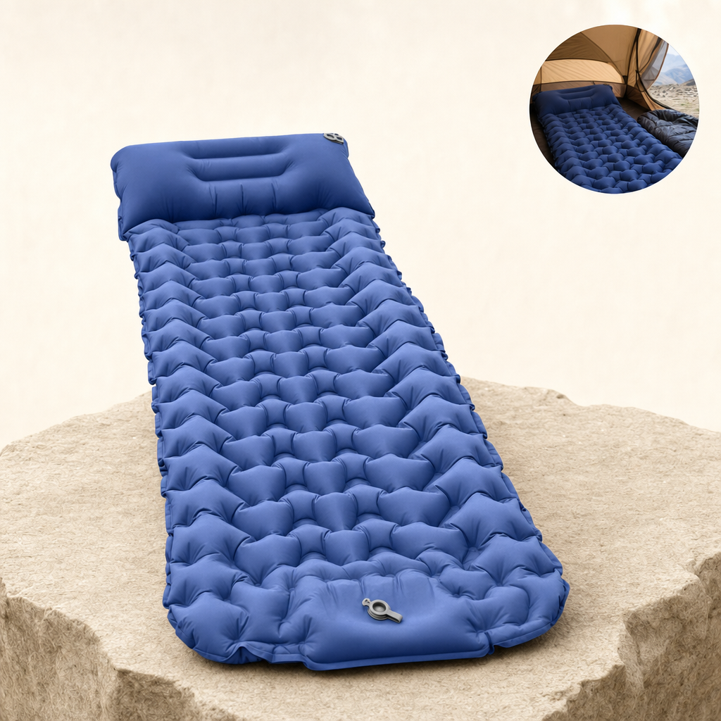 Slumbra inflatable sleeping mat in navy blue