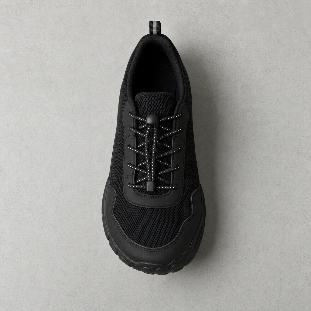 Terrix barefoot trail shoe shown alone from above