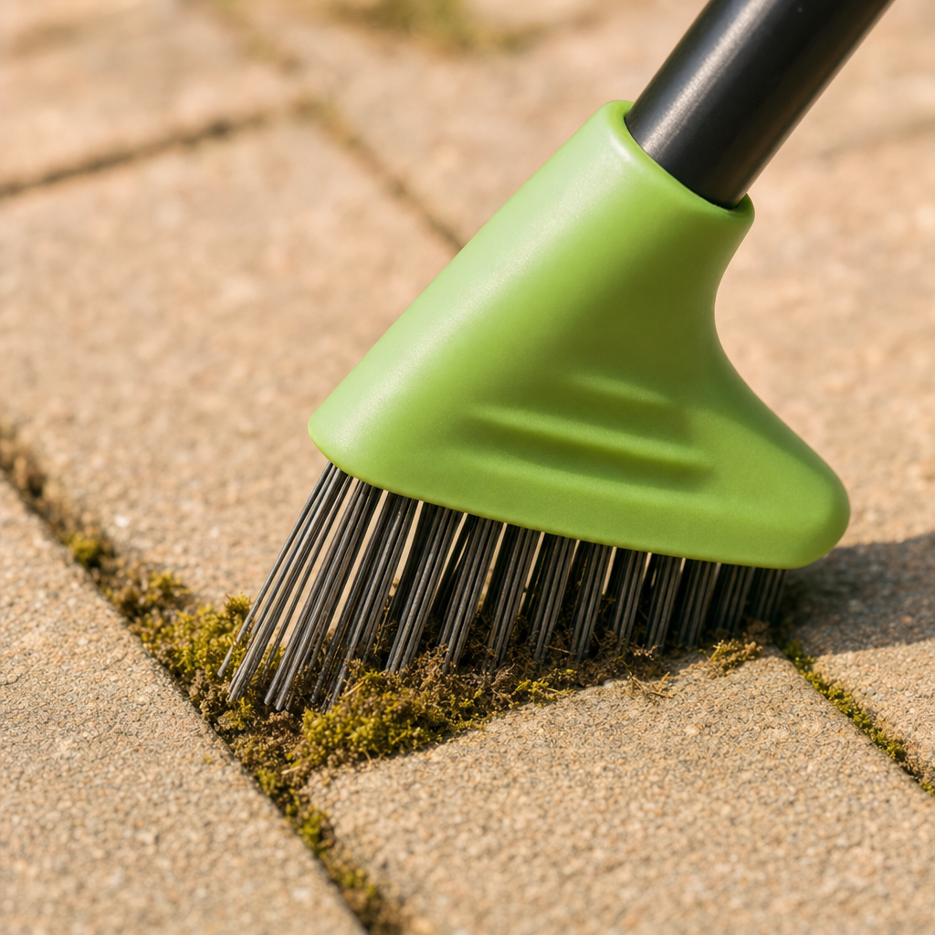 Mossora wire bristles digging out moss