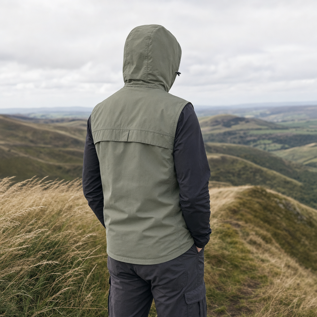 Windova gilet worn on a windy ridgeline