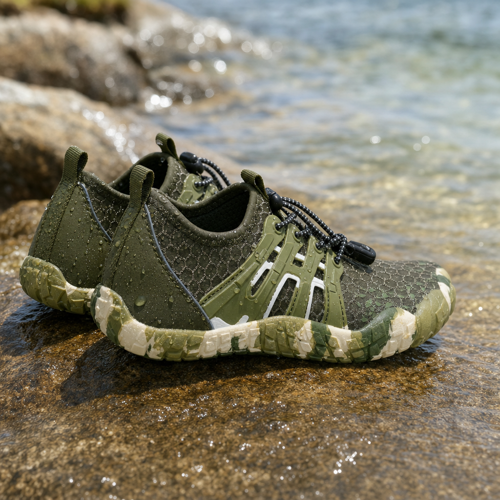 Baresol barefoot water shoes in use close up