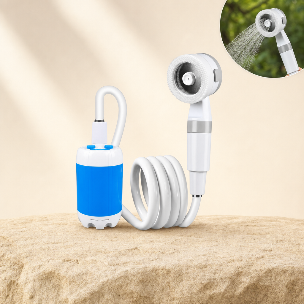 Rinora portable shower in use