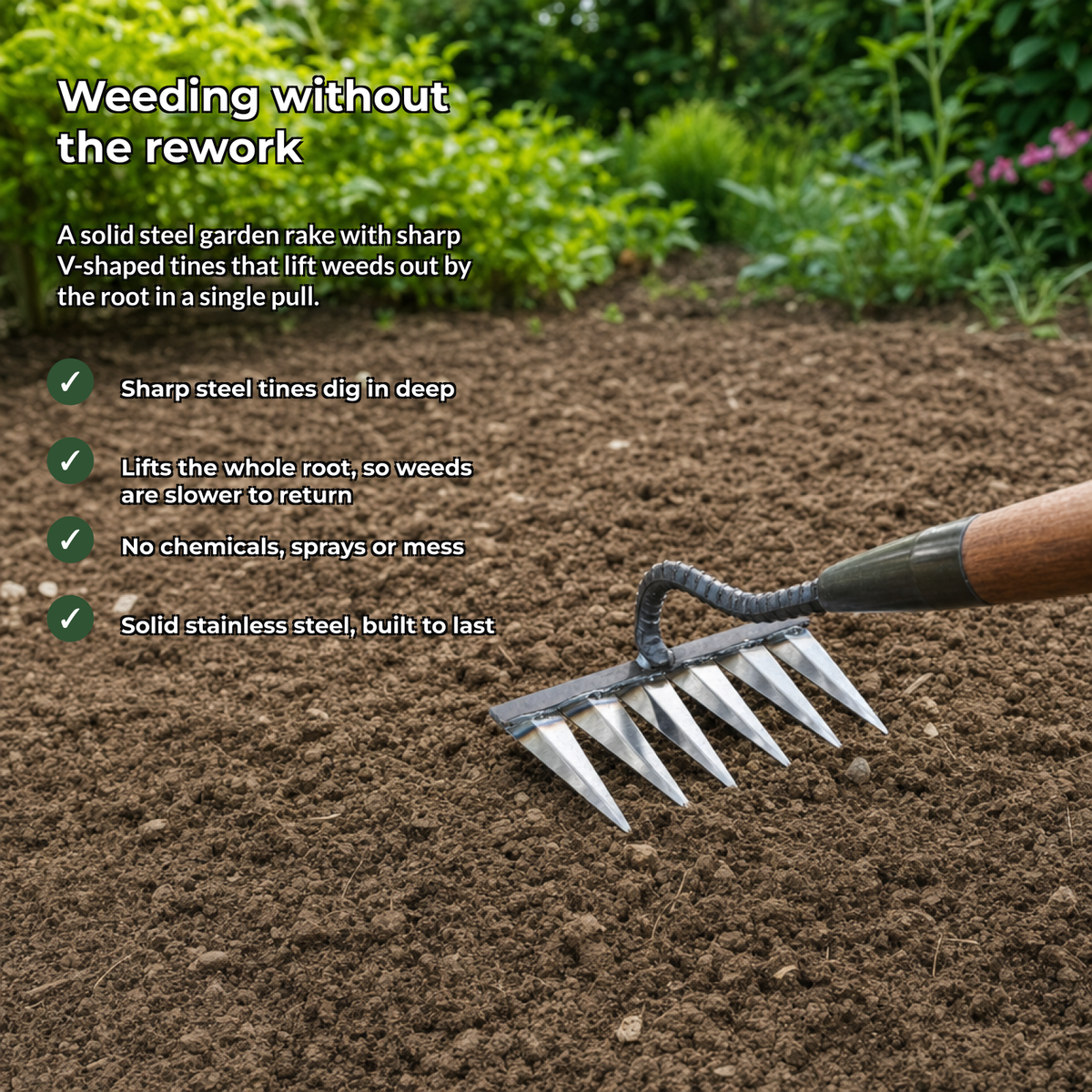 Why choose the Tinora steel garden rake - benefits overview