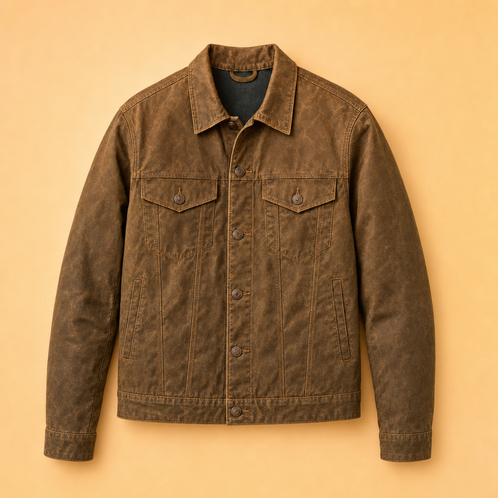 Waxora waxed trucker jacket in brown