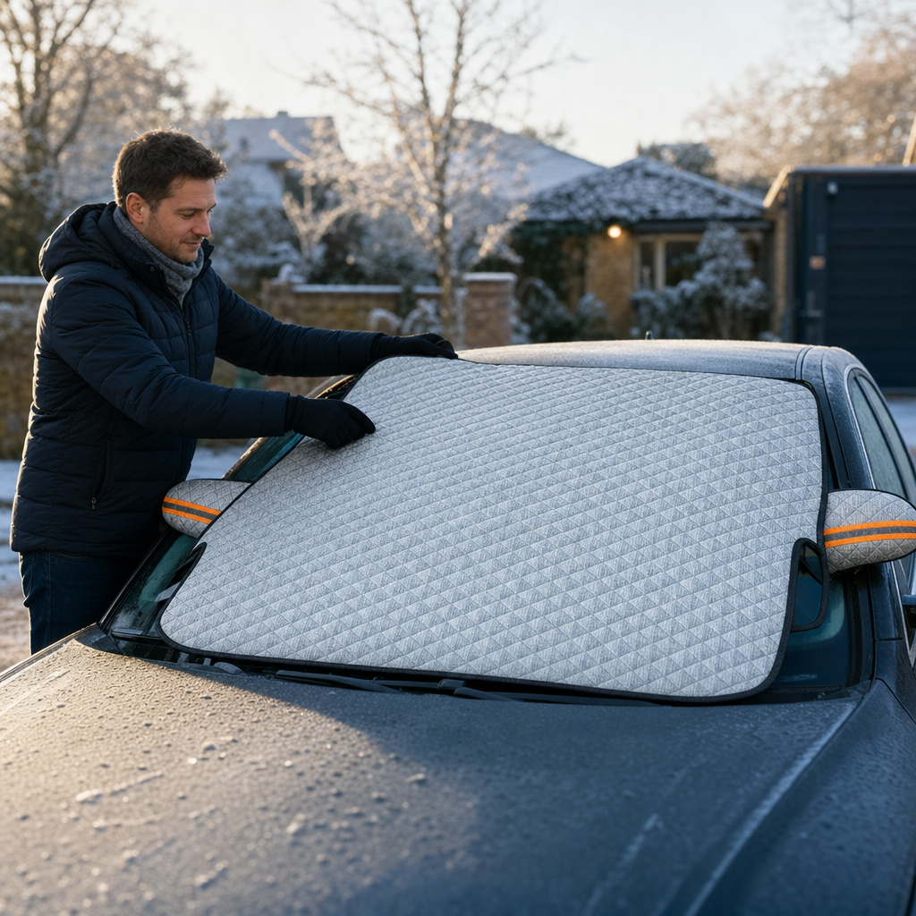 Fitting the Frostix cover on a frosty morning