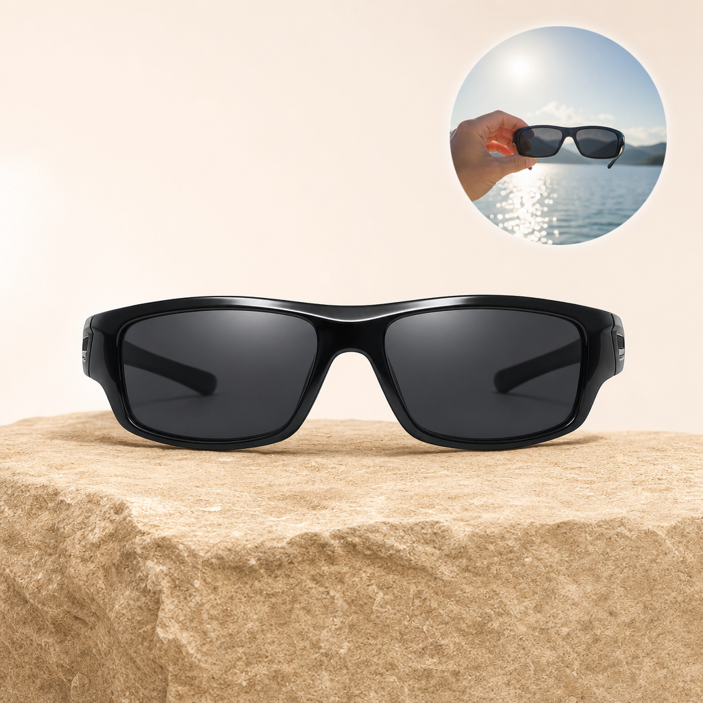 Glarix polarised sunglasses – Black, Google listing image with usage inset