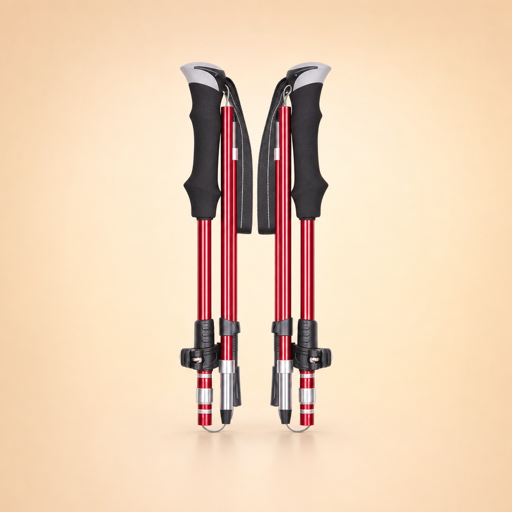 Stavora telescopic trekking poles - pair on beige studio backdrop