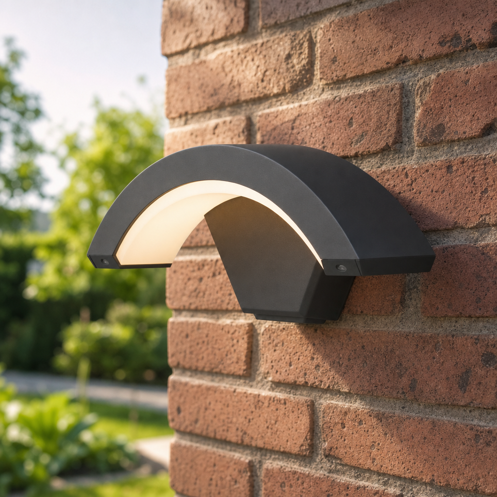 Sensora wall light close-up on exterior wall