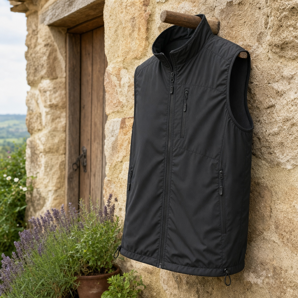 Ventova hiking gilet zip and pocket close-up
