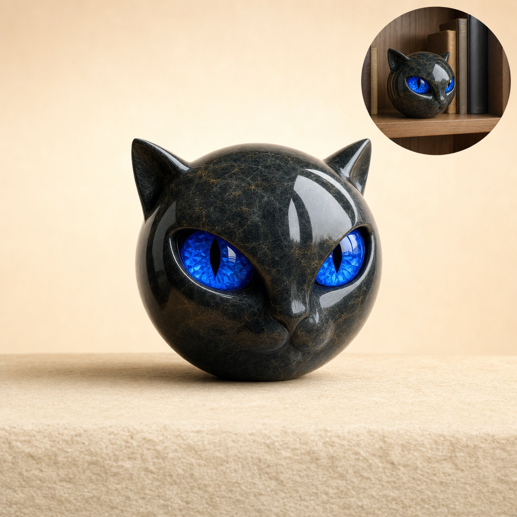 Feluna sculpture with blue eyes